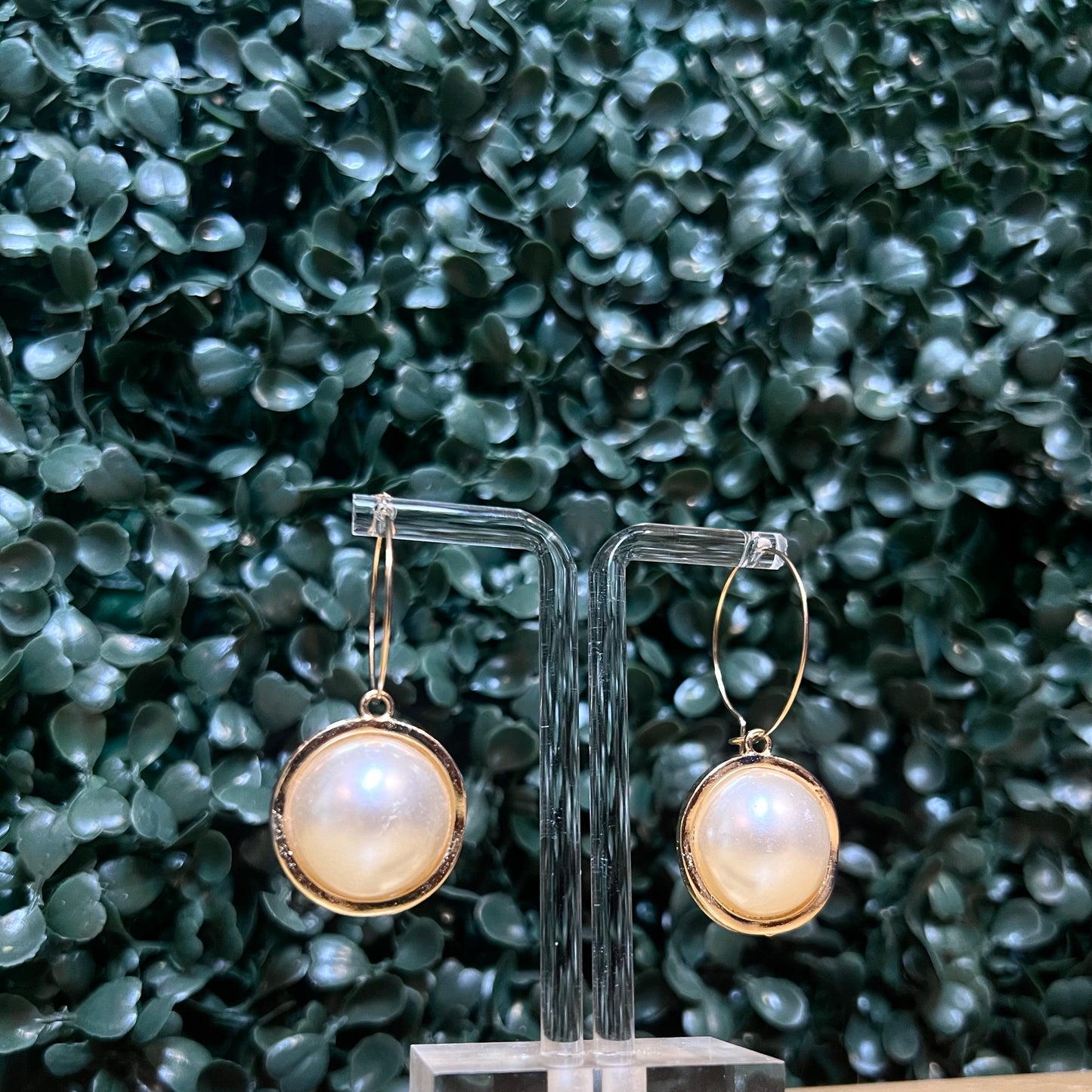 Gold Hoop & Pearl Earrings