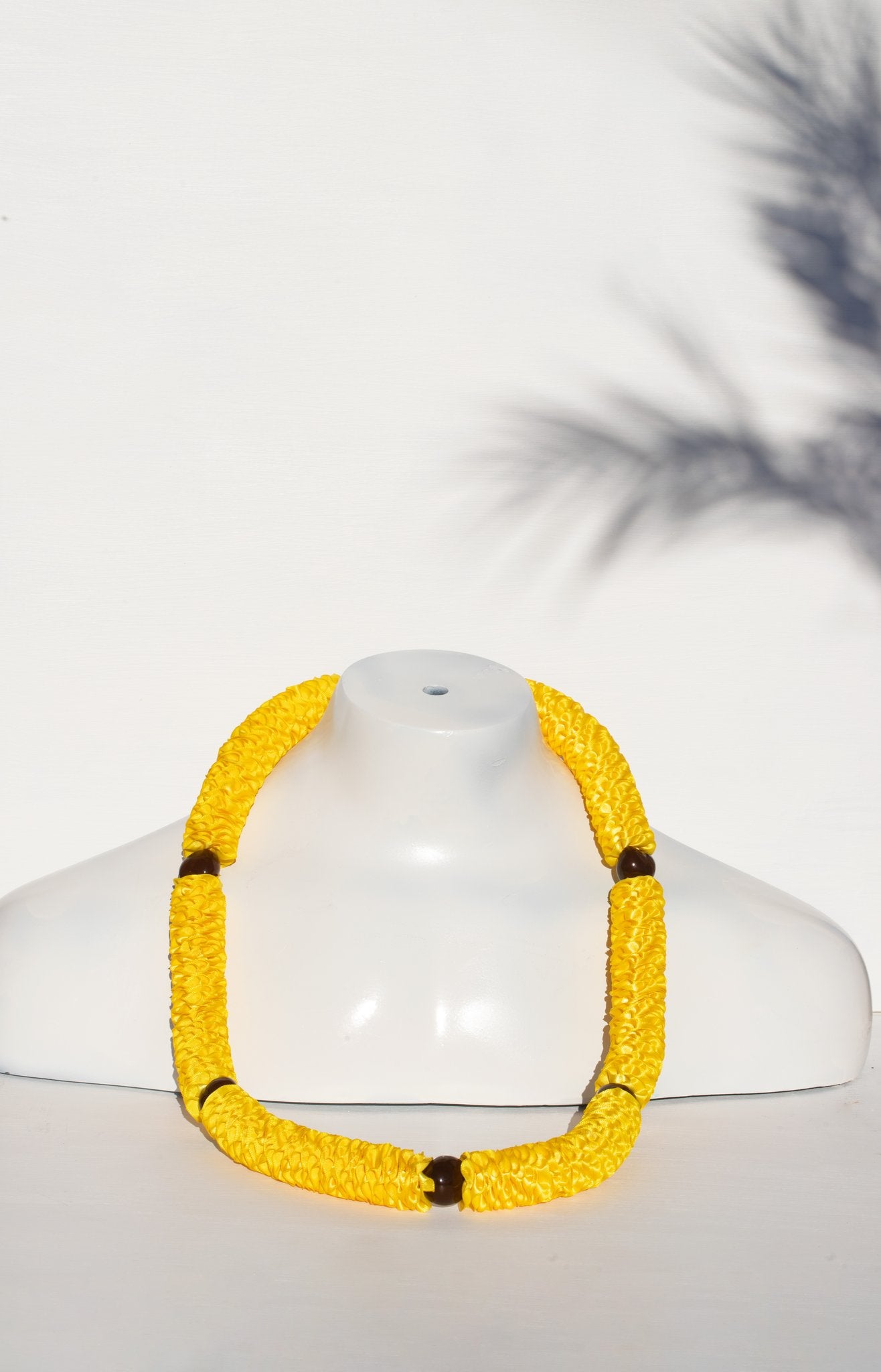 ilima Ribbon Kukui Nut Lei