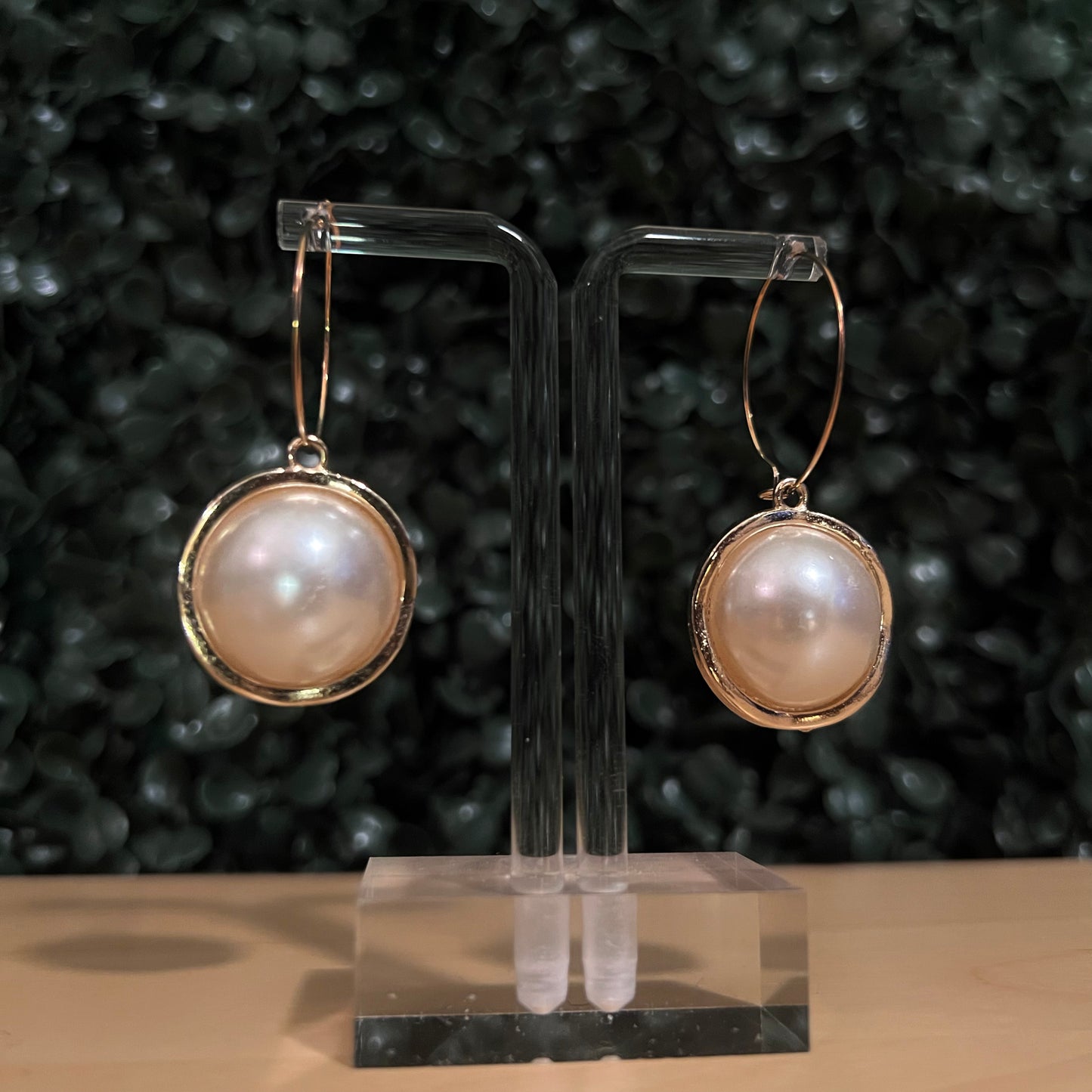 Gold Hoop & Pearl Earrings
