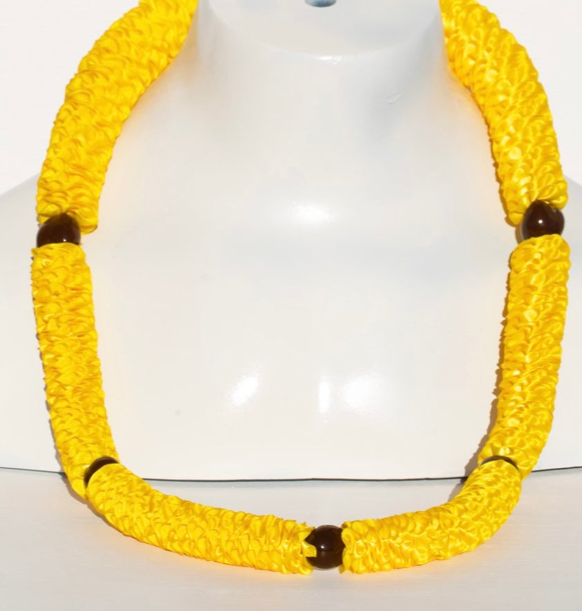 ilima Ribbon Kukui Nut Lei