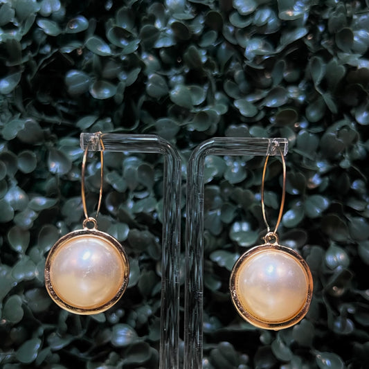 Gold Hoop & Pearl Earrings
