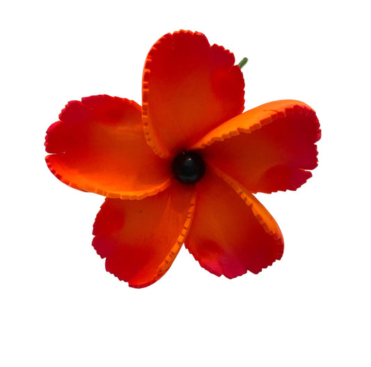 LELEI Plumeria Flower w/ Black Pearl - Orange