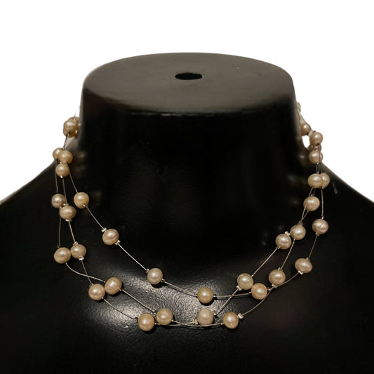Triple Fresh Water Pearl Necklace - Cream