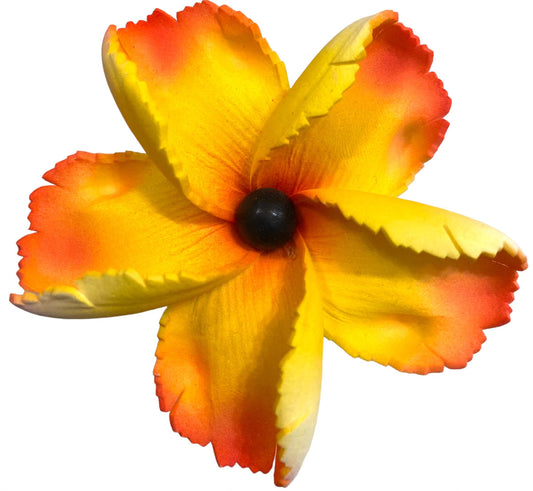 LELEI Plumeria Flower w/ Black Pearl - Orange/Yellow
