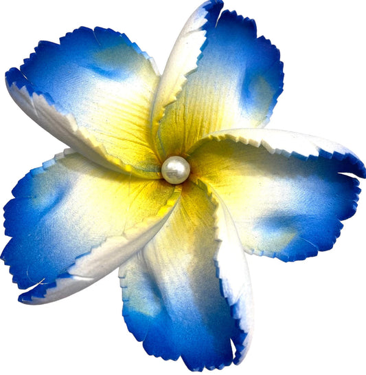 LELEI Plumeria Flower w/ Cream Pearl - Blue