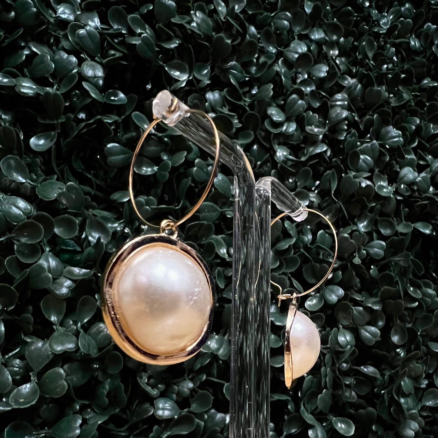 Gold Hoop & Pearl Earrings